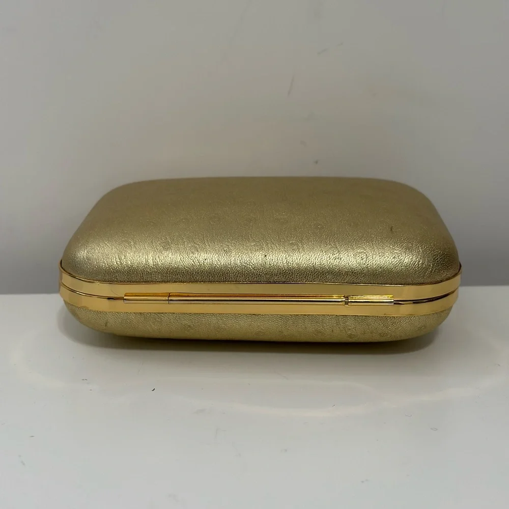 Metallic Gold Colored Evening Clutch Crossbody For lipstick Keys compact Mirror